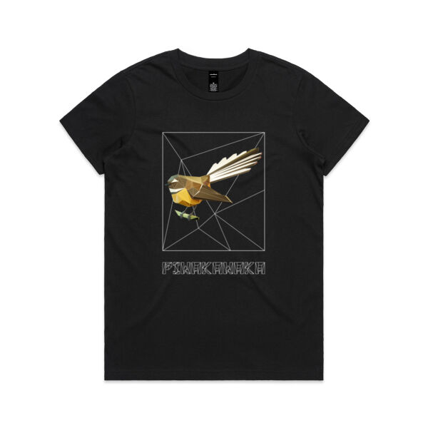 Pīwakawaka Polygon 3D - Womens Maple Tee Thumbnail